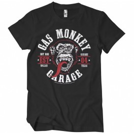 T-shirt Gas Monkeys Garage Garage Round seal — preto