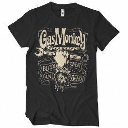 T-shirt Gas Monkeys Garage Wrench Label — preto