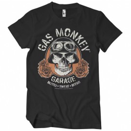 T-shirt Gas Monkeys Garage Garage Skull — preto