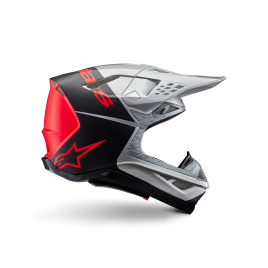 Capacete Alpinestars Supertech M10 Flood ECE 22.06 — Prata Preto Laranja Fluo Mate / Brilhante