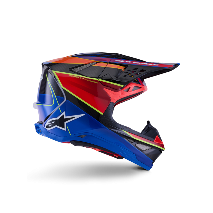 Capacete Alpinestars Supertech M10 Era ECE 22.06 — Azul Vermelho Amarelo Fluo Brilhante