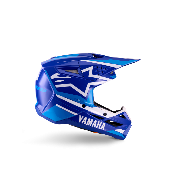 Capacete Alpinestars Yamaha S-M3 Jovem ECE 22.06 — Azul Branco Brilhante