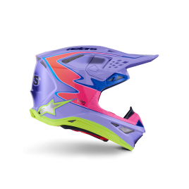 Capacete Alpinestars Supertech M10 Jett Lawrence R01 ECE 22.06 — Roxo Rosa Fluo Amarelo Fluo Brilhante