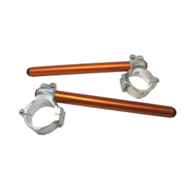 Avanços de guiador Accossato CP003 — cor do tubo: Laranja; diâmetro da forquilha: 51 mm; cor da abraçadeira: Prateado; comprimento do tubo: 250 mm; tipo de tubo: Com tampões