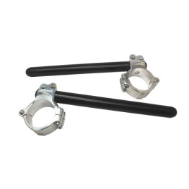 Avanços de guiador Accossato CP003 — cor do tubo: Preto; diâmetro da forquilha: 52 mm; cor da abraçadeira: Prateado; comprimento do tubo: 250 mm; tipo de tubo: Com tampões