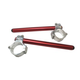 Avanços de guiador Accossato CP003 — cor do tubo: Vermelho; diâmetro da forquilha: 52 mm; cor da abraçadeira: Prateado; comprimento do tubo: 250 mm; tipo de tubo: Com tampões
